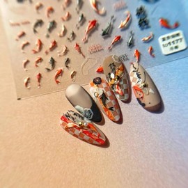 Lucky Fish - Calcomanías de uñas 5D Koi en relieve, pegatina autoadhsiva de Año Nuevo para mujeres y niñas, uñas de manicura y salón de manicura (pez suerte)
