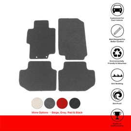 Floor Mats Compatible with 2003-2007 Honda Accord Coupe, Front & Rear Gray/Grey 4PC Nylon Car Floor Carpets Carpet Liner by IKON MOTORSPORTS, 2004 2005 2006