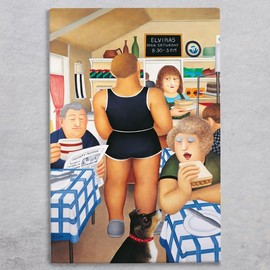 Global Designs Elvira's Cafe Ceramic Tile Wall Art Plaque Sign Picture By Beryl Cook Novelty UV Printed Artwork Café H30x20cm