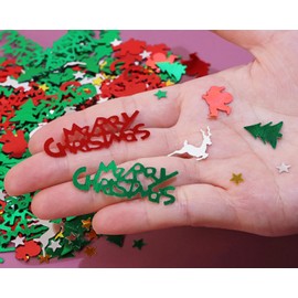 ONLYKXY Colourful New Year Table Confetti Decor Glitter Sprinkles Decoration for New Years Eve Foil Theme Party Thanks Giving Scatter Bless Confetti (Christmas Star, Mix-Color)