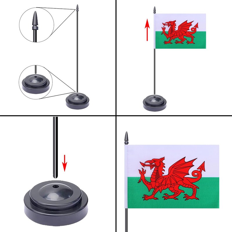 WXTWK 2 Pack National Table flag with black base (Welsh)