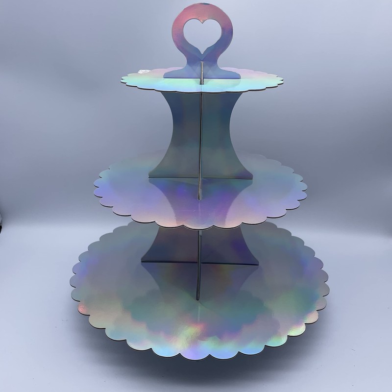 XIXIMENG 2 PACK Cardboard Cupcake Stand 3- Tier lace edge