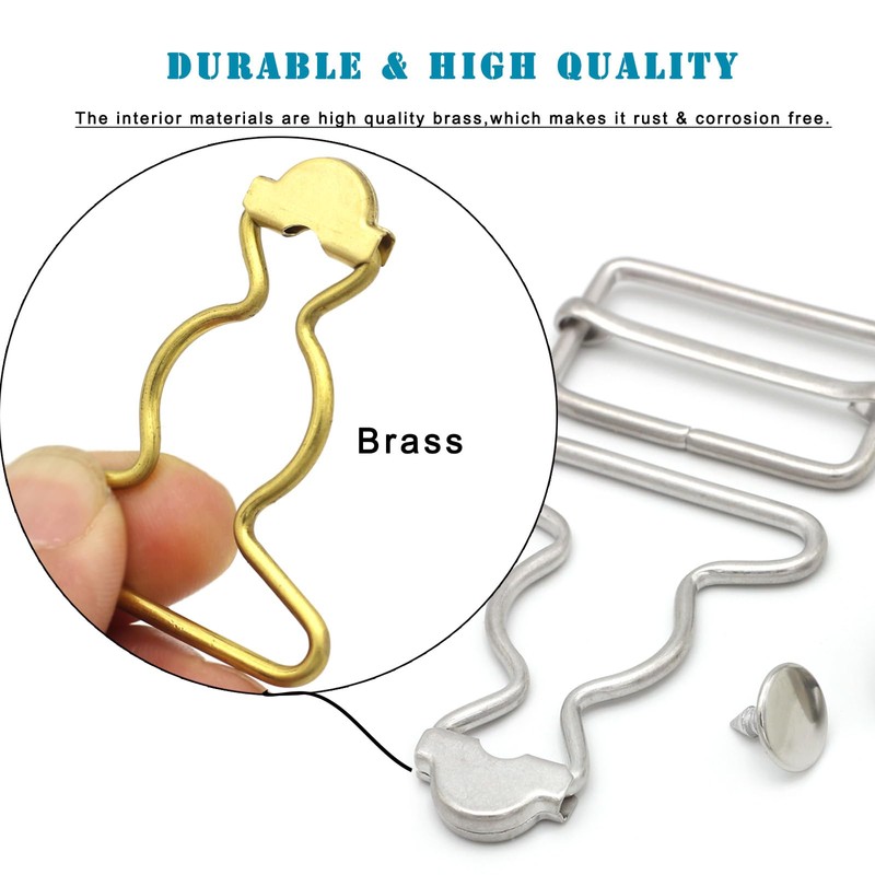 Enosea 4 Sets Metal Overall Buckles Suspender Replacement Buckles with
