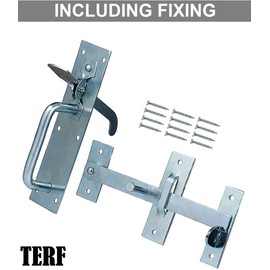 TERF® Heavy Duty Suffolk Gate Latch Door Lock Silver Thumb Latch Catch Lock - Weather Protection Suffolk Latches for External Doors Gate Shed Door Lock with Fixing Screw - Pack of 2