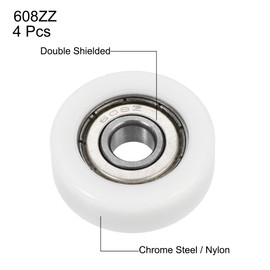 sourcing map 608ZZ Ball Bearing Guide Pulley Roller Round Wheel 8x30x10mm Double Metal Shielded (GCr15) Chrome Steel Bearings 4pcs