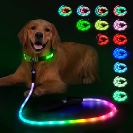 YFbrite 7Ft Light up Dog Leash with 15 Flashing Modes