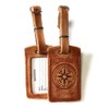 Rustic Tan Compass Rose Leather Luggage Tag in Boho Style