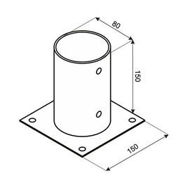 Grundline Screw-On Sleeve, Ground Sleeve, Post Holder, with Round Base, Made of Steel, Screw-On Sleeve, PSPO, 81 x 150 x 2.0 mm, Hot-Dip Galvanising, for Fences, Shelters, Carports, Pergolas, Garden