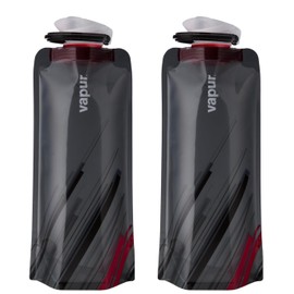 Vapur Collapsible Water Bottle With Carabiner, Compact Bottle Folds Flat For Hydration On The Go, Ideal for Traveling, Hiking or Camping, 23 Ounce, Fire, Pack of 2