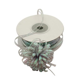 Lassos Boutique 1/8" X 50 Yards Iridescent Pull String Bows Christmas Gift Ribbon (Silver)