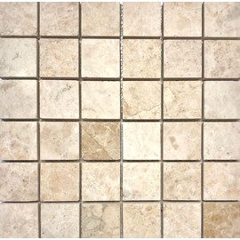 2x2 Cappuccino Marble Brushed Straight Edge Mosaic Tile (6" Swatch Sample with 9 PCS ON MESH)