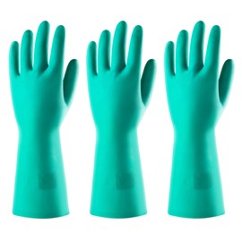ThxToms Chemical protection gloves against oils, acids and solvents, abrasion-resistant, conforms to DIN EN 388 and 374, waterproof nitrile gloves (3 pairs)