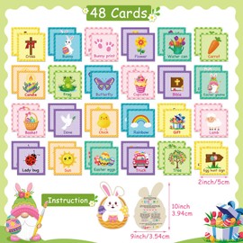 Containlol 48 Pcs Easter Memory Matching Cards Religious Matching Game Bunny Rabbit Egg Educational Games for Holy Week Spring Christian Birthday Learning Activities Gifts Supplies