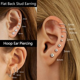 Diamday 18 Pairs Small Stud Earrings Hoops for Women Men Stainless Steel Flat Cartilage Earrings Sets CZ Tiny Ball Earrings Hoops Stud Earrings Hypoallergenic Tragus Helix Piercing Earrings, Stainless