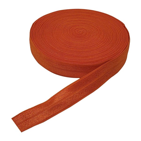 10 Yards Fold Over Elastic Stretch, Braided Elastic Ribbon for Hair Ties Headbands, Available in Various of Colours (Orange, 5/8in)