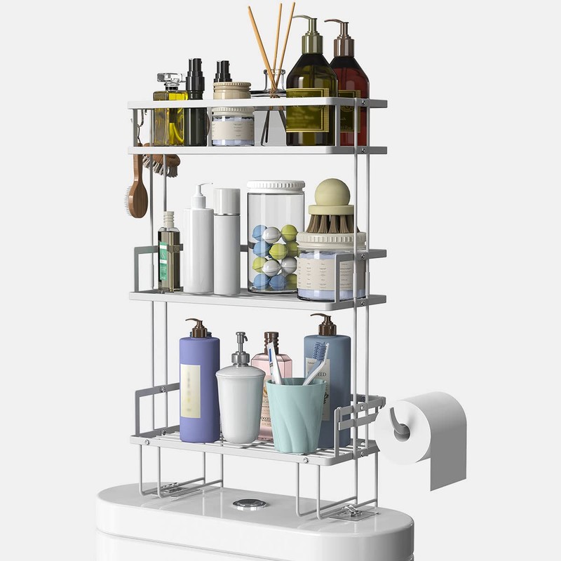 FLOLXNB Over The Toilet Storage,3-Tier Bathroom Organizer Shelves with Paper