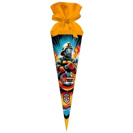 goldbuch 93 160 Gift Bag 35 cm Fire Guard School Cone with Fire Brigade Motif, Gift Wrapping 35 x 11.5 cm, Sibling Bag for Boys and Girls, Sugar Bag Made of Lacquer Cardboard with Felt Closure