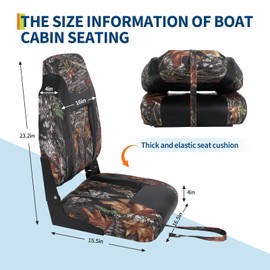 GarveeLife 2 Pack Boat Seats, High Back Folding Boat Seats - Fishing Boat Chairs With Thick Sponge Padding, Stainless Steel Screws & Fold-Down Design for Speedboat, Canoe, Sightseeing Boats