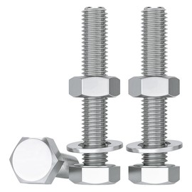 Drenky Bolts and Nuts Washers, 10 Pcs M8 Nuts and Bolts Assortment 304 Stainless Steel Hex Bolt and Nut M8 x 60mm Machine Screws and Nut
