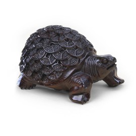 gemshan Feng Shui Turtle Hand Carved Collectible Wood Animal Figurine for Wealth Prosperity Money Home Office Decorative Ornament Lucky