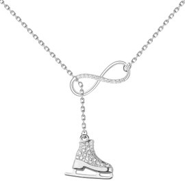 BNQL Skater Necklace Ice Skate Charm Pendant Necklace Sport Skater Jewelry Skate Lover Gift, Large, Metal, No Gemstone