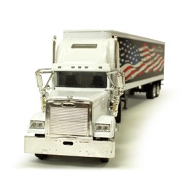 1:32 Scale Freightliner Classic XL Patriotic Diecast Toy Truck, Long Hauler Collectible Toy Truck, Realistic Diecast Model Truck for Gift