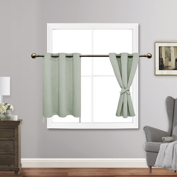 JIUZHEN Light Green Blackout Curtains with Tiebacks Thermal Insulated, Light