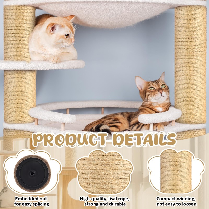BrightRow 4 Pcs M8 Cat Scratching Post Replacement 11.8x3.5'' Sisal
