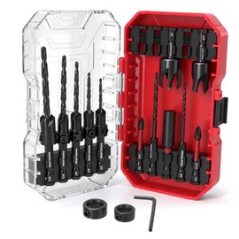 NEWTACNA 15PCS Wood Countersink Drill Bit Set Tapered Pilot Drill Bits with Depth Stop Plug Cutters Phillips Screw Bits & Magnetic Extension 1/4" Quick Change Hex Shank with Storage Case