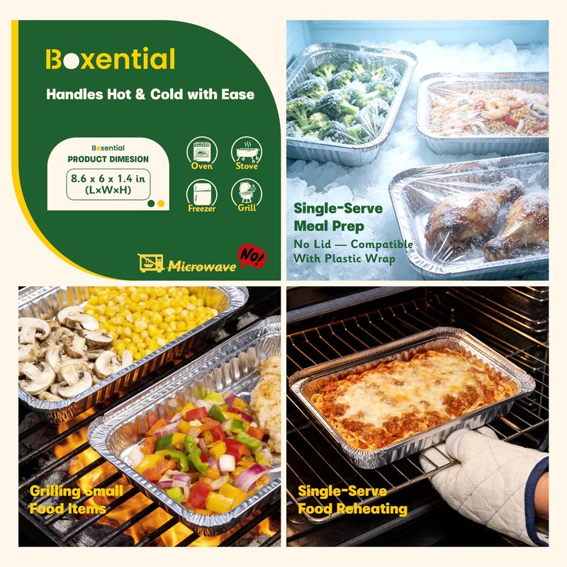 Boxential 25 Pack 8.6" x 6" Grill Drip Pans Compatible
