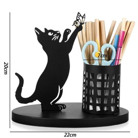 Cat Pen Holder for Desk,Metal Pen Holder,Makeup Brush Pen Cups,Organizer Pen Cup,Desk Accessories,Office Organizer Pot,Pen Stand Holder,Storage Pen Container