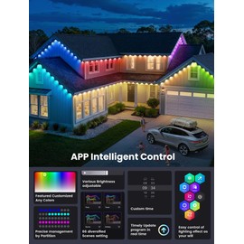 Qunlight Permanent Lights Outdoor,Smart RGB with 66 Scene Modes,50FT LED Eaves Lights IP67 Waterproof,Color Changing String LED for House,Party,Holiday,Christmas,All Year-Round Decor