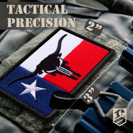 Bluyellow 2Pcs Texas Flag Patch, Embroidered Texas Patches for Vest, Tactical Backpack, Dog Harness, Military Helmet, Airsoft, Hook and Loop Longhorn Patch, Sew on Op, 2x3 Inches