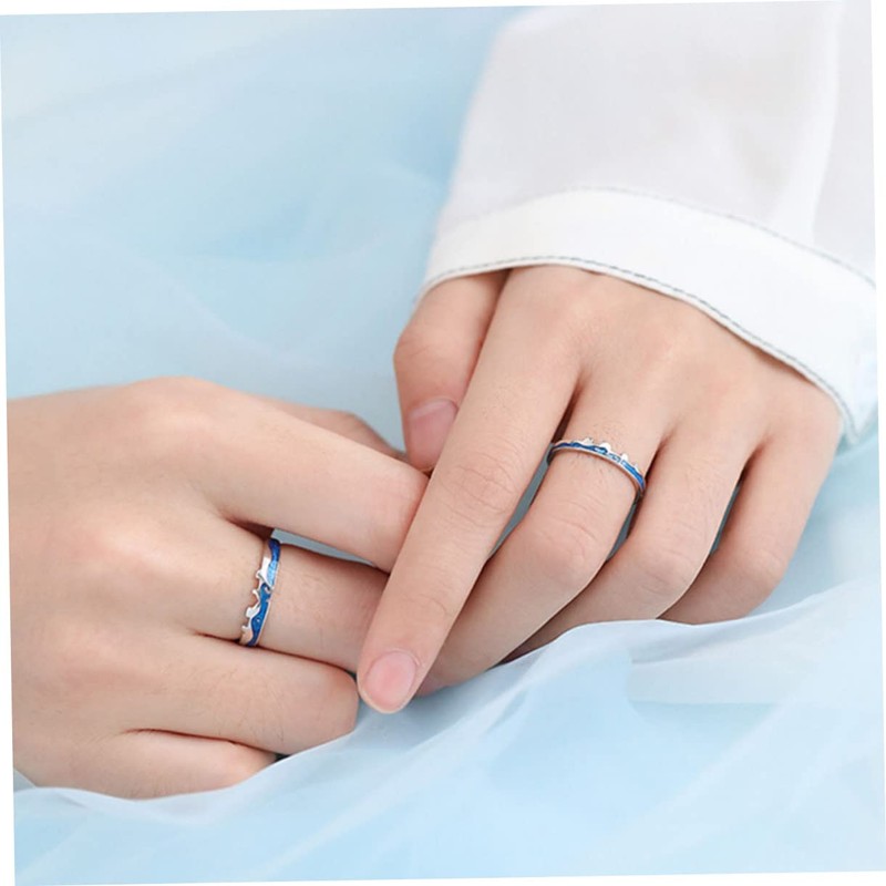 Healeved 1Pair Matching Couple Ring for Lovers Open Design Love