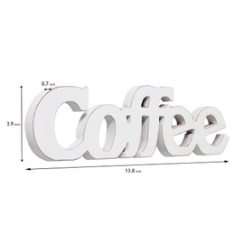 Sintosin Rustic Distressed White Coffee Sign for Tabletop for 14", Wall Hanging Farmhouse Signs for Coffee Station, Wood Signs for Home Decor Kitchen Shelf Christmas