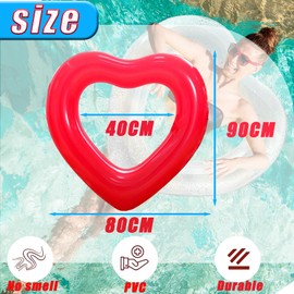 Swimming Ring for Adults, Red Love Swimming Hoop Inflatable Water Play Ring 90 cm, Thick PVC Pool Inflatable Swimming Ring for Women Girls Summer Swimming Pool Water Outdoor Toy Party Accessories