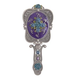 Nerien Antique Mirror Comb Set Vintage Metal Handheld Makeup Mirror with a Comb Russian Embossed Rose Hand Mirror Travel Portable Foldable Mirror Decorative Tabletop Stand Mirror Antique Pewter