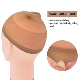 Pack of 4 Wig Caps Stretch Nylon Wig Stocking Caps for Women Men Children (Nylon Wig Cap, Light Brown)
