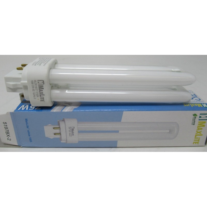 MAXLITE COMPACT FLUORESCENT LIGHT/LAMP 4-PIN G24Q-2 BASE 2700K 18W MLDE