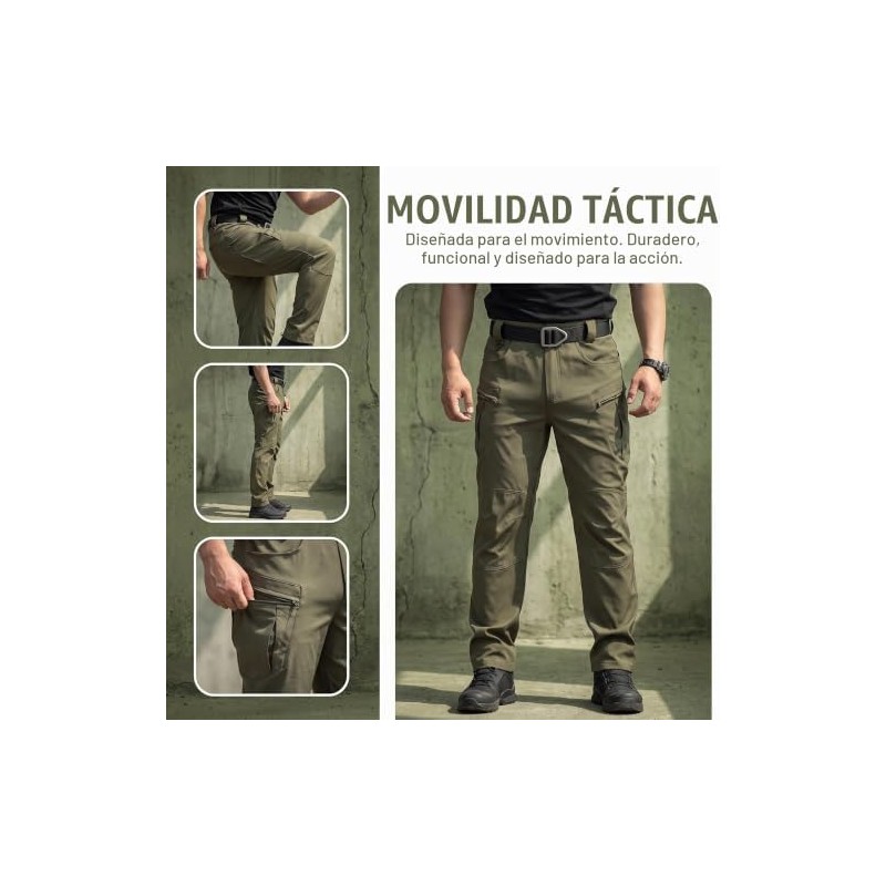 LAULY Pantalones Tácticos Militares Multibolsillo para Hombre,Pantalón Impermeable Y Cortavientos