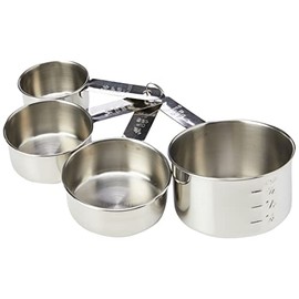 Dexam 17840994 Faringdon Set of 4 Stainless Steel Measuring Cups, 60, 80, 125, 250ml, Silver