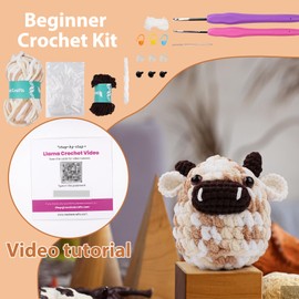 Lindo Vaca Ganchillo herramientas Kit para Niños Adultos, Ganchillo Principiante Completo Amigrumi Craft Knitting Starter Set con Paso a Paso Manual de Usuario Video Tutorial