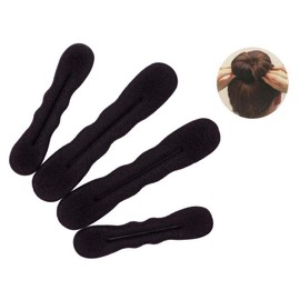 4 Stück Schwarz Magic Hair Dutt Maker Foam Sponge Clip Twist Shaper Hair Styling Donut Former Maker Maker Dutt Updo DIY Hair Styling Tool Zubehör für Frauen Mädchen (2 groß und 2 klein)