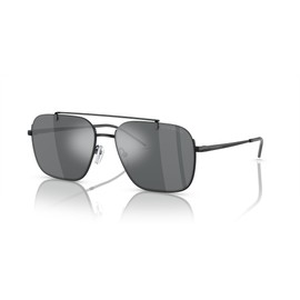 Emporio Armani Men's EA2150 Aviator Sunglasses, Shiny Black/Light Grey Mirrored Black, 57 mm