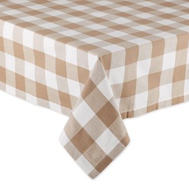 DII Buffalo Check Collection, Classic Farmhouse Tablecloth, Tablecloth, 60x84, Stone