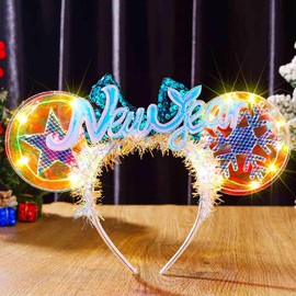 Evlry LED Headband Christmas Mouse Ears Luminous New Year Headband Glowing Christmas Costume Hair Accessories for Women