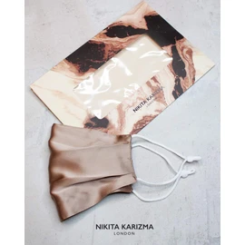 KARIZMA Beverly Hills Silk Face Mask. Taupe Fashionable Designer Face Mask for Women. Washable Fabric Face Mask Reusable Facemask. 19 Momme Mulberry Silk Mask - Luxury Fashion Masks for Women