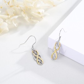 Infinity Earrings 925 Sterling Silver Infinity Celtic Hanging Earrings for Women Girls Mother, Jewellery for Women, Silver, Gold plating