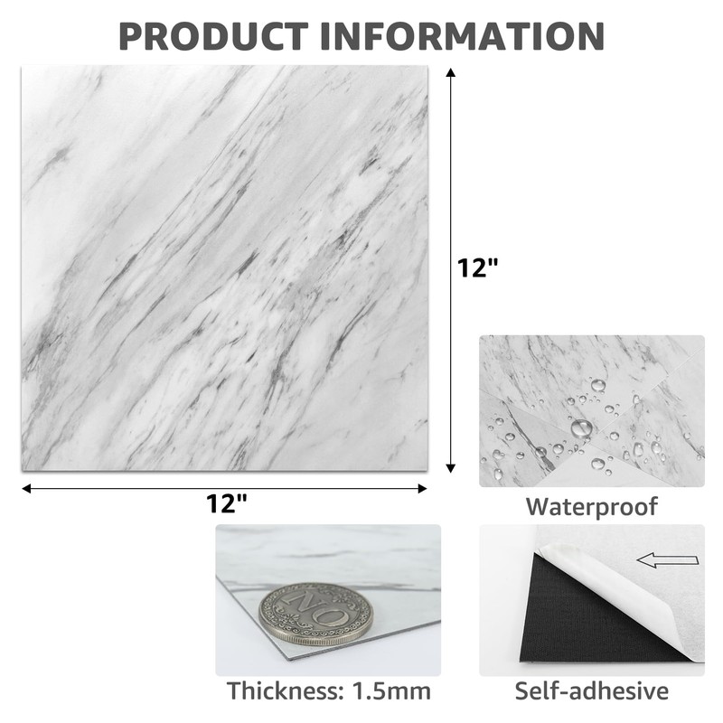 Art3dwallpanels Peel and Stick Floor Tiles 30-Pack 12 x 12