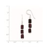 Sterling Silver Three Stone Garnet Dangle Earrings (Length=37) (Width=5)
